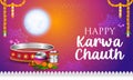 decorated pooja thali for greetings on Indian Hindu festival Happy Karwa Chauth