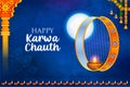 decorated pooja thali for greetings on Indian Hindu festival Happy Karwa Chauth