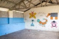 Decorated poor school classroom in Africa