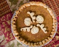Decorated pumpkin pie with dough Royalty Free Stock Photo