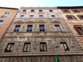 Decorated Pupazzi Palace in Via dei Banchi Vecchi to Rome in Italy.