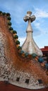 The decorated roof. Casa Batllo. Antonio Gaudi Royalty Free Stock Photo