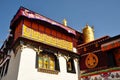 Decorated Roof of Jokhang. Lhasa Tibet. Royalty Free Stock Photo