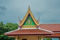 Decorated rooftop of the temple during cloudy day. Thailand Royalty Free Stock Photo