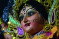Decorated and sculpture Face of devi durga, the hindu goddess during durgapuja festival