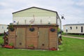 Decorated shed in caravan camp or trailer park Royalty Free Stock Photo