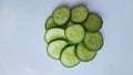 Decorated slices of cucumber .