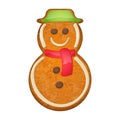 Decorated snowman. Gingerbread cookie.