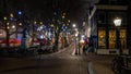 Decorated Spui in Amsterdam at christmas time in the Netherlands by night