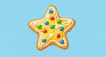 Decorated star shaped cookie with colorful sprinkles and icing Royalty Free Stock Photo