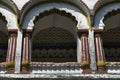 Decorated stone masonry Balcony over main Gateway at Vitthal Temple. Palashi, Parner, Ahmednagar