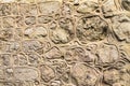 Decorated stone wall in the Armenian quarter of the old city. Jerusalem.