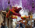 Decorated streets of Gracia district. Japanese theme