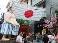 Decorated streets of Gracia district. Japanese theme