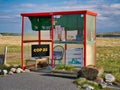 Decorated in support COP26 in November 2021, Bobby`s Bus Shelter - also known as the Unst Bus Shelter, Shetland