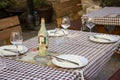 Decorated table at an outdoor cafe old Kotor.