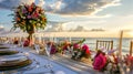 Decorated table reception at beach resort, Dinner, Wedding, Part Royalty Free Stock Photo