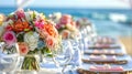 Decorated table reception at beach resort, Dinner, Wedding, Part Royalty Free Stock Photo