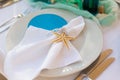 decorated table in the restaurant for a wedding dinner Royalty Free Stock Photo