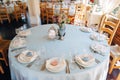 Decorated tables in sky-blue color