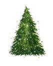 Decorated traditional Christmas tree watercolor illustration hand painted Royalty Free Stock Photo