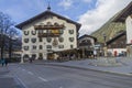 Decorated in the traditional Tyrolean style facade of the hotel.