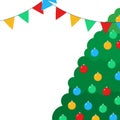 Decorated tree and buntings christmas banner