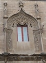 Decorated trifora window to Palermo in Sicily, Italy. Royalty Free Stock Photo