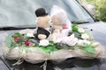 Decorated with two Teddy bears on wedding vehicle