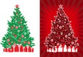 Decorated vector xmas tree with gifts