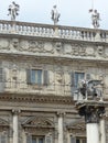 Decorated very rich facade of the palace Maffei to Verona in Italy.