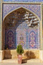 Decorated wall of Nasir Ol-Molk mosque, also famous as Pink Mosque. Shiraz. Iran Royalty Free Stock Photo