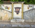 Decorated wall in the parking lot just past the front of the Jewish Cemetary, Castle Hill Park, Nice