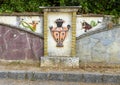 Decorated wall in the parking lot just past the front of the Jewish Cemetary, Castle Hill Park, Nice