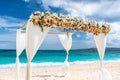 Decorated wedding arch on Puka beach at Boracay island Royalty Free Stock Photo