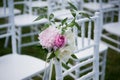 Decorated wedding chair. Formal, marriage.