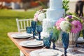 Decorated for wedding elegant dinner table Royalty Free Stock Photo