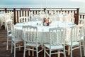 decorated for wedding elegant dinner table outdoors Royalty Free Stock Photo