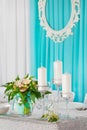 Decorated wedding table. Royalty Free Stock Photo