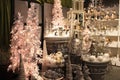 White christmas trees in the Christmas decoration shop