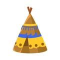 Decorated Wigwam Hut, Native American Indian Culture Symbol, Ethnic Object From North America Isolated Icon