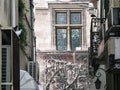 decorated window in medieval palace in Avignon