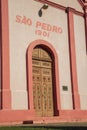 Decorated wood door on the facade of Chapel Royalty Free Stock Photo