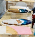 decorated wooden board master class paint dries