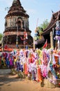 Decoratice flad and sand in Thai water festival