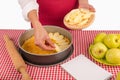 Decorating apple pie Royalty Free Stock Photo