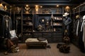 Decorating a beautiful dressing room of Pirate Style Custom Closet Organization. AI Generated