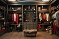 Decorating a beautiful dressing room of Pirate Style Custom Closet Organization. AI Generated
