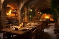 Decorating a beautiful restaurant of Mediterranean Style Chef\'s Table Experience. AI Generated