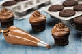 Decorating Chocolate Cupcakes with Frosting